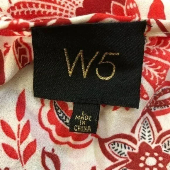 W5 Floral Flutter Sleeve Keyhole Tie Boho Top - Size L - Picture 7 of 8